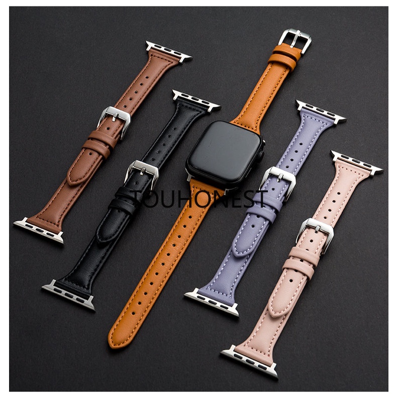 Dây Đeo Bằng Da Sang Trọng Cho Đồng Hồ Thông Minh Apple Watch 7 6 5 SE 8 4 3 2 38mm 40mm 41mm 42mm 44mm 45mm 49mm T500 T700