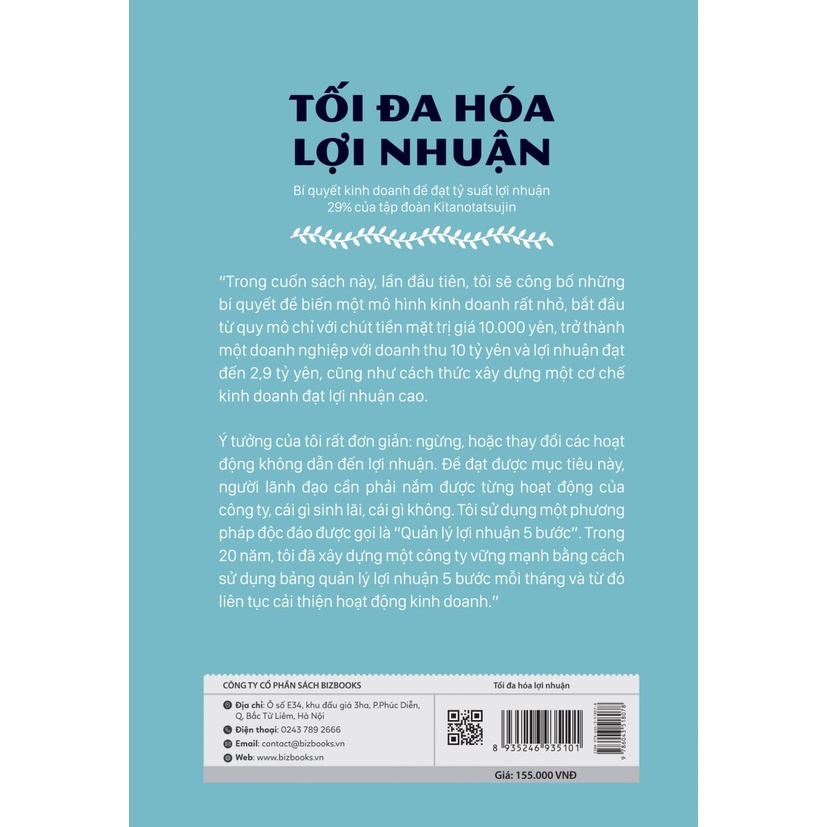 Sách - Tối đa hóa lợi nhuận - Bí quyết kinh doanh để đạt tỷ lệ lợi nhuận 29% của tập đoàn Kitanotatsujin