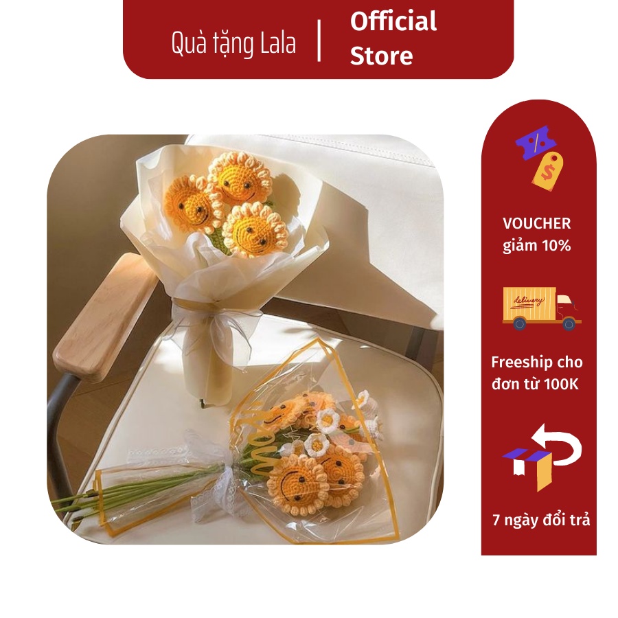 Hoa hướng dương mặt cười đan len thủ công | Quà tặng handmade | Quà tặng Lala
