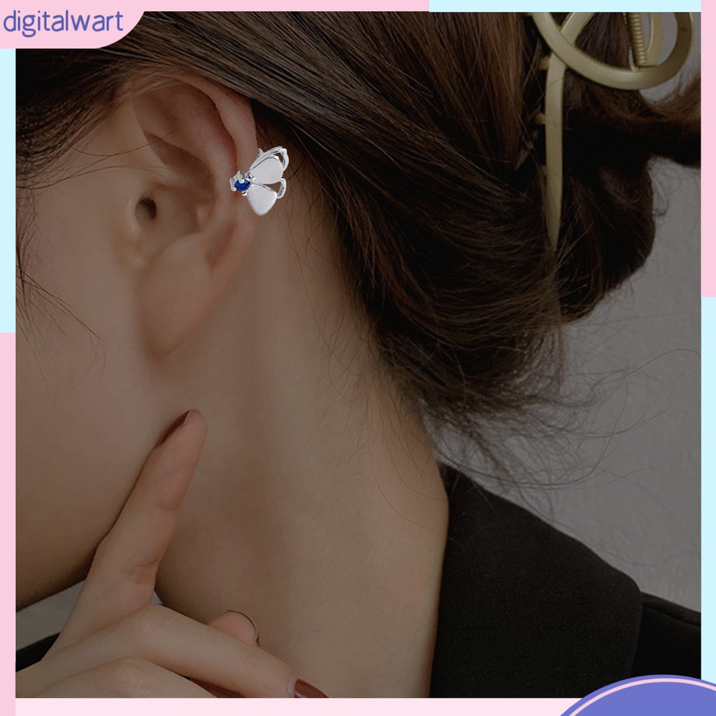 1 Khuyên Tai Kẹp Vành Tai Hình Học Đính Đá Zirconia Hai Lớp Không Cần Khoan Lỗ Màu Xanh Dương Sáng Trang Sức Làm Quà Tặng Hằng Ngày Cho Bạn Gái