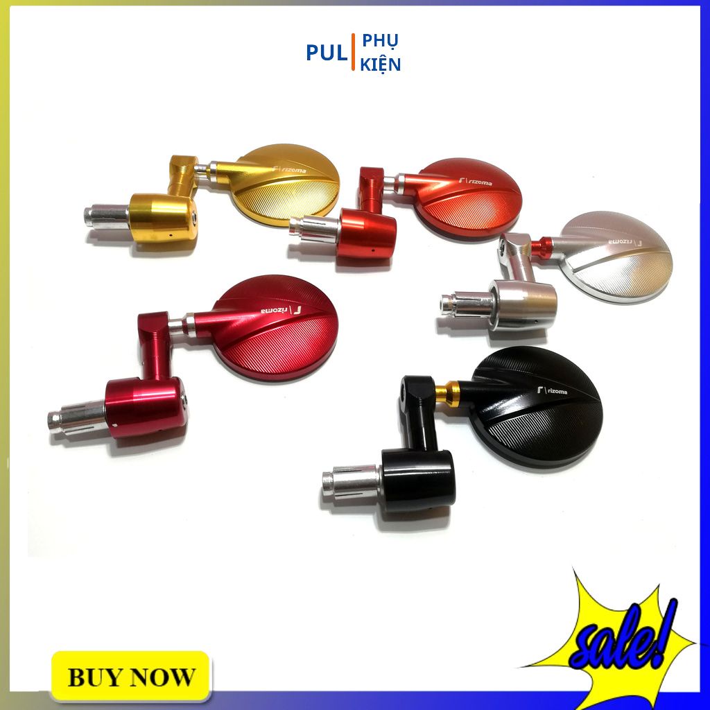 Gương xe máy Rizoma gù tròn nhôm cao cấp cho Wave AB SH SH Mode Airblade...