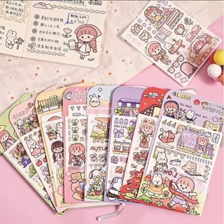 Set 4 tấm sticker bé gái diy dễ thương
