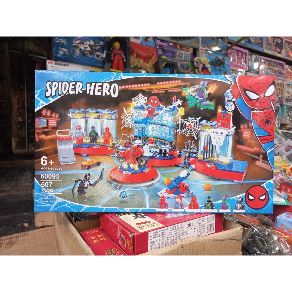 Lắp ráp 76175 / 60095 Xếp hình Mô hình Marvel - Phòng thí nghiệm của người nhện Spider Man 507 Mảnh