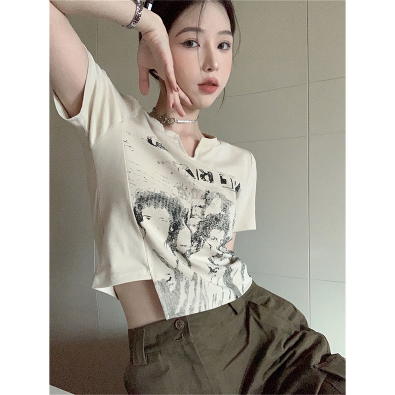 NRVP Áo thun ngắn tay dáng ôm thời trang cho nữ