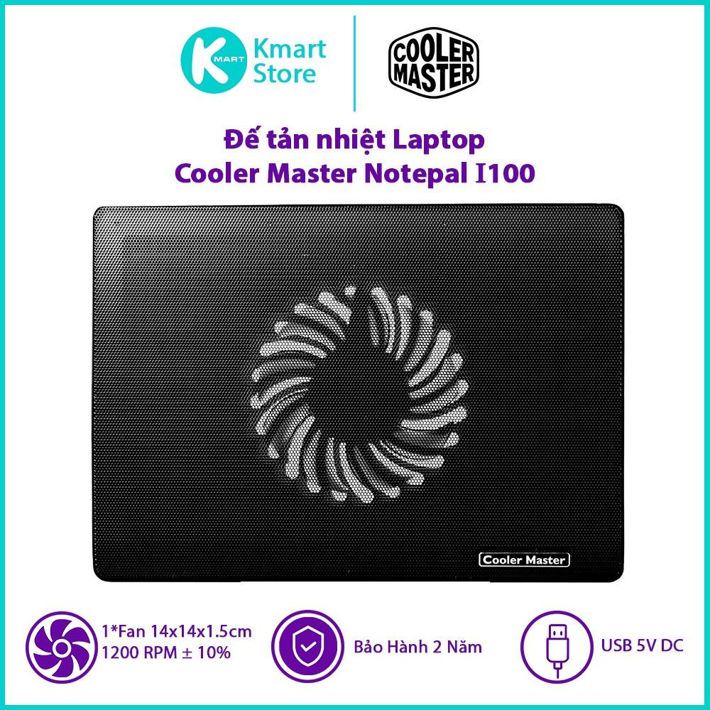 Đế tản nhiệt laptop Cooler Master NOTEPAL I100 BLACK - Hàng Chính Hãng