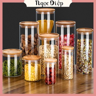 Lọ thủy tinh nắp gỗ,hũ thủy tinh đựng gia vị ,đựng đường,đựng hạt,đồ khô an toàn, sạch sẽ Deli
