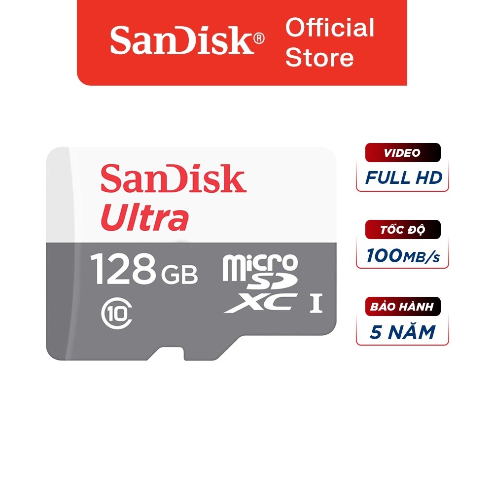 Thẻ nhớ micro SDXC Sandisk 128GB upto 100MB/s 533X Ultra UHS-I