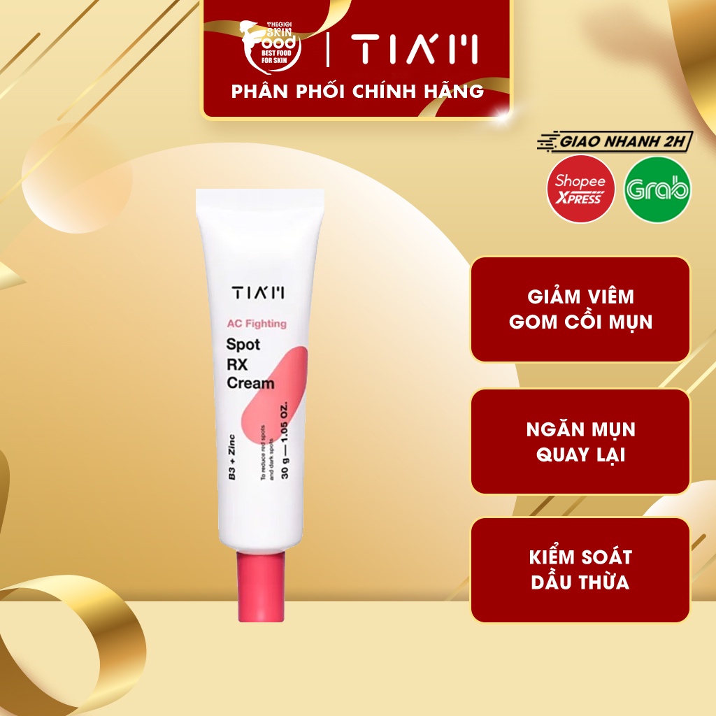 Kem Chấm Mụn Giảm Viêm Sưng, Ngăn Ngừa Vết Thâm Sẹo Tiam AC Fighting Spot RX Cream 30g