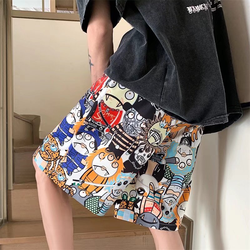 Quần ngắn họa tiết hoạt hình thời trang đi biển dành cho nam