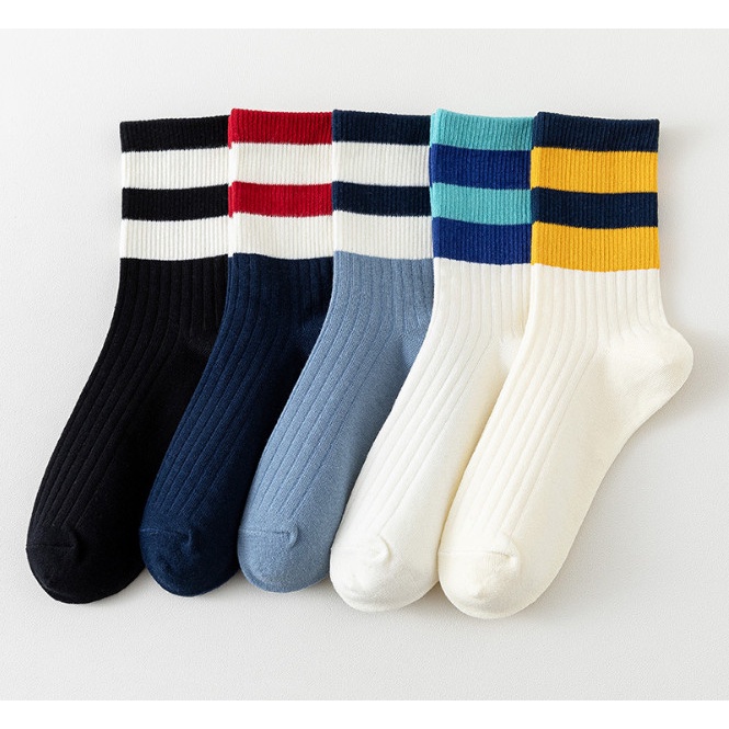 Vớ Tất cổ cao Nam Nữ kẻ ngang đủ màu phong cách trẻ trung, năng động.