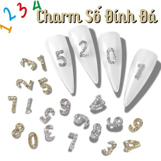 Charm Số Đính Đá Vàng Bạc | Trang Trí Móng Tay