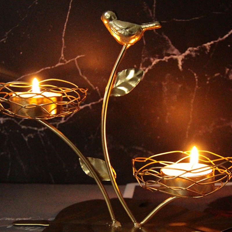 Giá Đỡ Nến Bằng Sắt Hình Tổ Chim Và Hoa Sen Độc Đáo Trang Trí Nhà Cửa / Tiệc Cưới