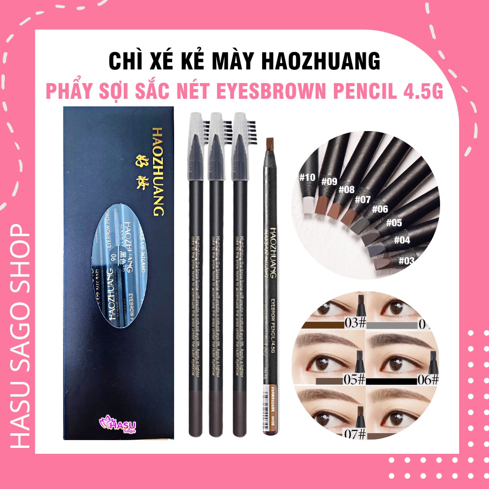 Chì Xé Kẻ Mày Haozhuang Phẩy Sợi Sắc Nét Chuyên Dùng Cho Makeup Trang Điểm Eyebrow Pencil 4.5g