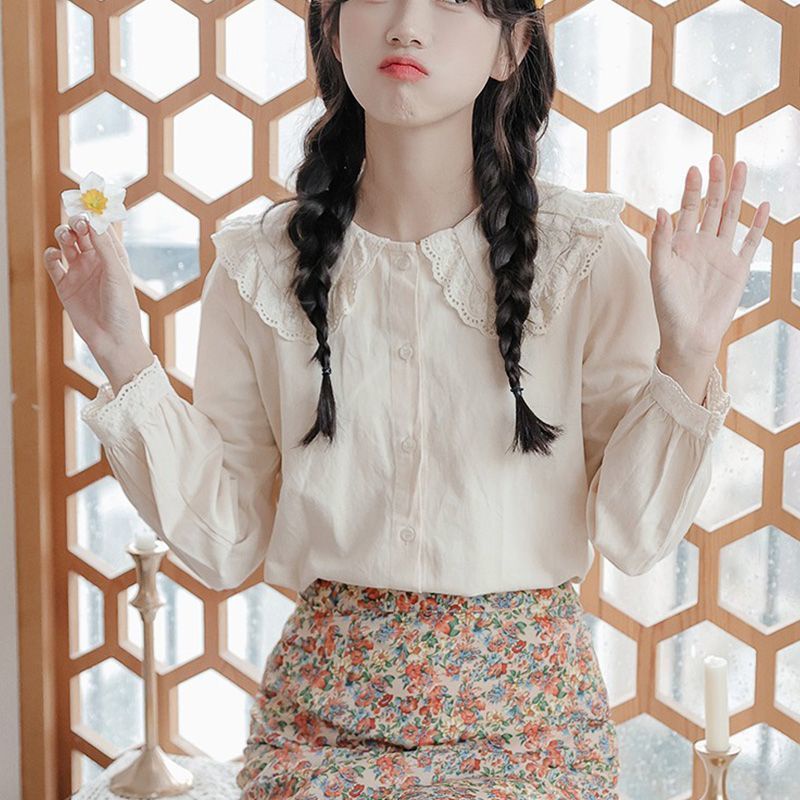 Áo Sơ Mi Tay Dài Phong Cách Nhật Bản Ngọt Ngào Mẫu Mới 2023