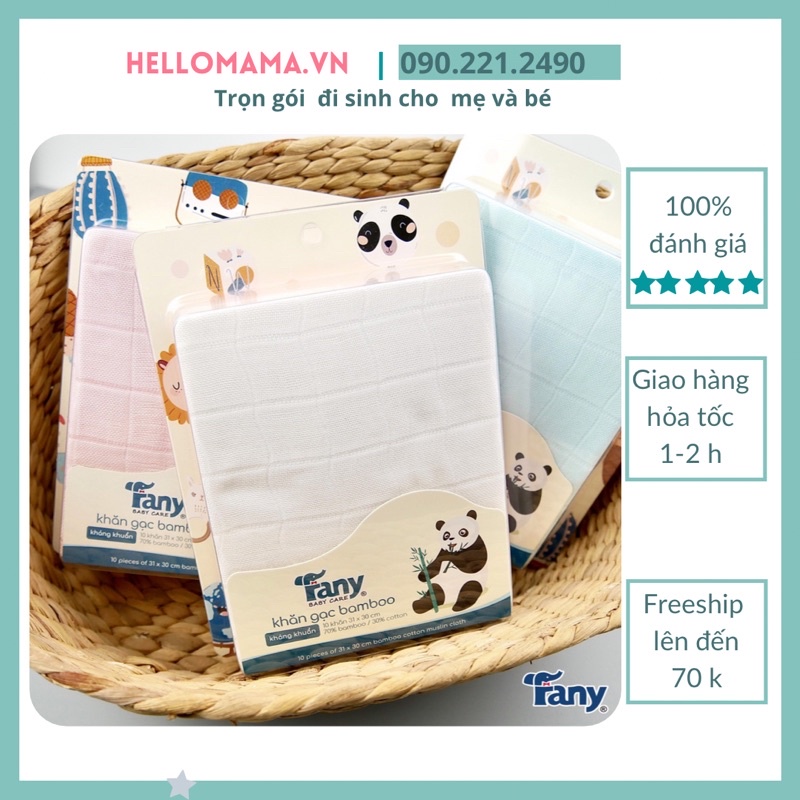 Khăn sữa sợi tre Fanny ( 1 hộp 10 cái, size 32*39cm)-chất liệu mềm, mịn, thấm nước và không đổ lông, dùng lau mặt cho bé