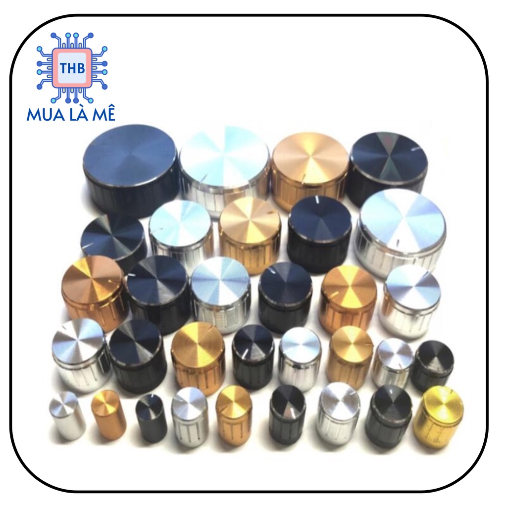 Núm chiết áp nhôm 15x17mm N1 (màu bạc)