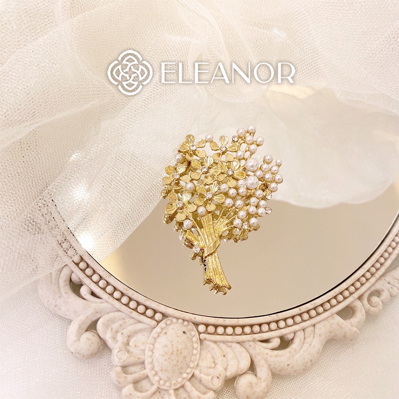 Ghim cài áo nam nữ Eleanor Accessories hình bó hoa đính đá ngọc trai nhân tạo phụ kiện thời trang 5191