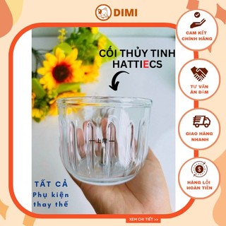Cối thủy tinh thay thế, lưỡi dao, nắp nhựa kèm gioăng siicon máy xay Hattiecs cho bé ăn dặm