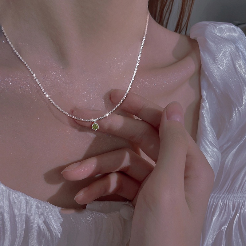 Vòng cổ Bạc Đính Đá Zircon Xanh Lá Sang Trọng Quyến Rũ