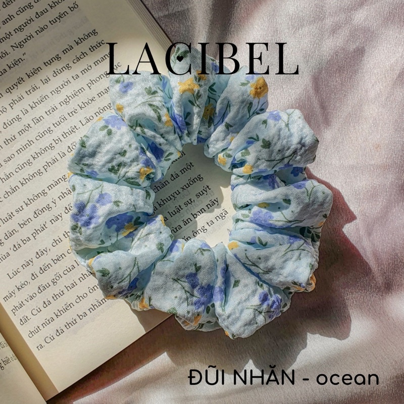 Scrunchies LACIBEL cột tóc vải đũi nhăn HQ handmade 100%
