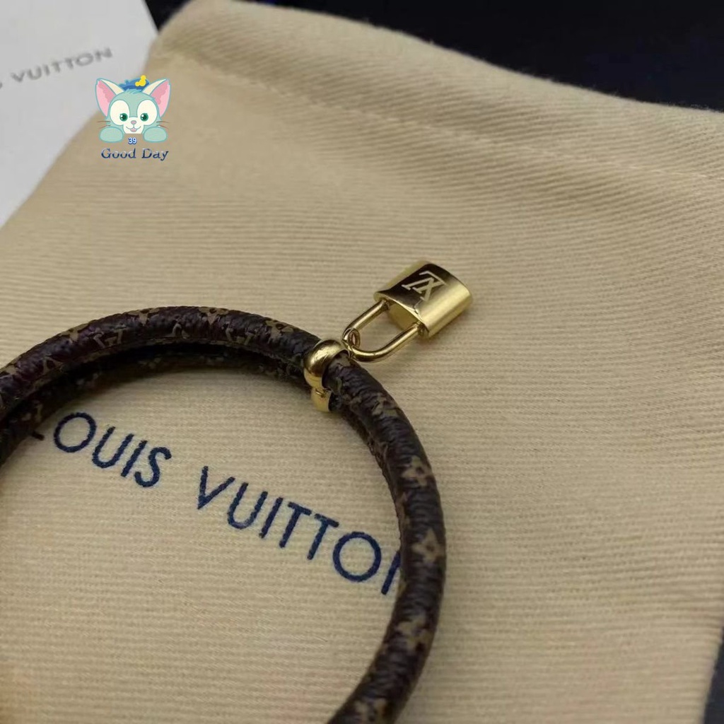 LOUIS VUITTON Vòng Tay Da pu Hai Lớp Khóa Họa Tiết LV Thời Trang 2023 Dành Cho Nam Và Nữ 86119