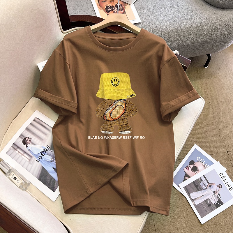 Áo thun NRVP 100% cotton tay ngắn dáng suông in họa tiết hoạt hình thời trang unisex size 5XL