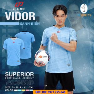 Quần Áo Thương Hiệu CP VIDOR Chất Lượng Cao Cấp, Áo Đá Bóng Không Logo - Vicsport