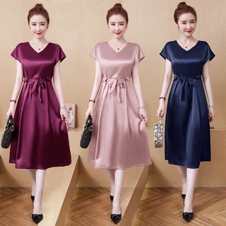 Đầm Dáng Rộng Cổ Chữ V Plus Size Thời Trang Mùa Hè Cho Nữ
