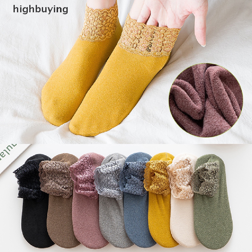 Vớ Nhung Phối Ren Chống Trượt Thời Trang Cho Nữ