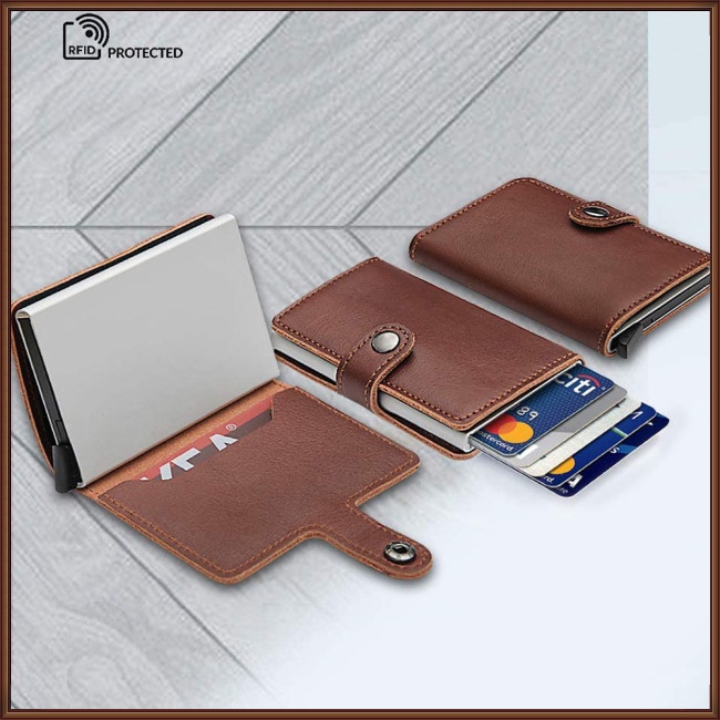Ví Đựng Thẻ Tín Dụng Bật Lên Tự Động Chống Trộm Rfid Sự Bảo Vệ
