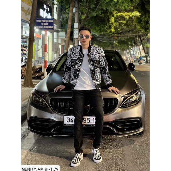 Giầy slipon Amiri xương bàn chân - giày lười nam hình xương nổi bật