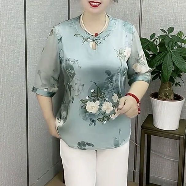 Áo Khoác Sườn Xám In Họa Tiết Thời Trang Mùa Hè Mới 2022 Dành Cho Phụ Nữ Trung Niên Và Người Lớn Tuổi