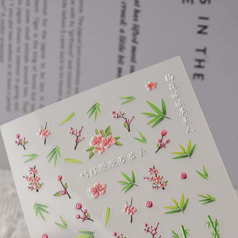 Miếng Dán Trang Trí Móng Tay Họa Tiết Chim Hạc Rừng Thời Trang Phong Cách Trung Hoa