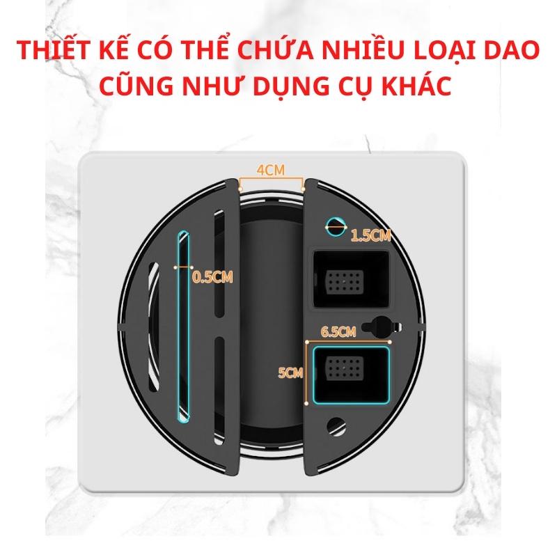 Kệ để dao thớt tròn Giá đựng đồ đa năng xoay 360 độ chất liệu thép không gỉ