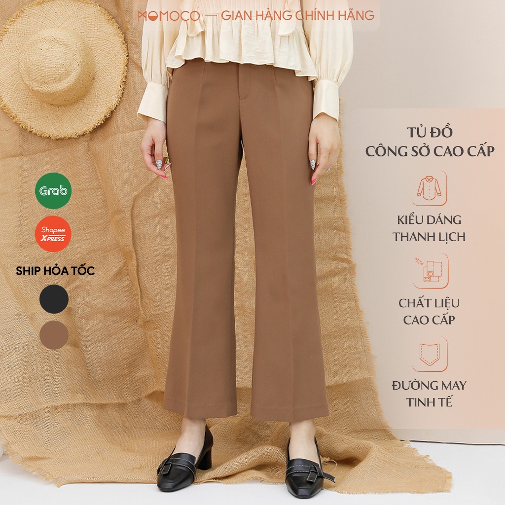 Quần Ống Loe Nữ MOMOCO ESSENTIALS Ankle Flare Pants Chất Tuýt Si Dày Dặn Thoáng Mát Mềm Mịn Ver 22 - M3045