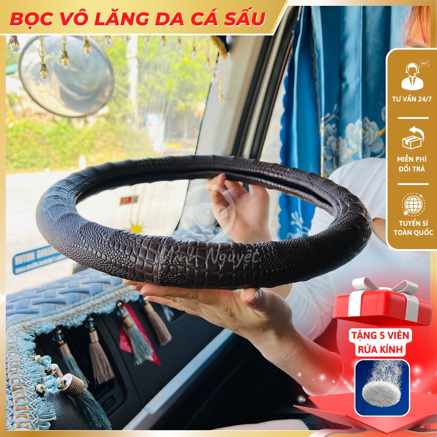 Bọc Vô lăng da cá sấu dành cho xe con, xe tải bền chắc, êm tay
