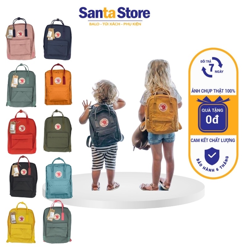 Balo trẻ em học sinh mầm non đi học Kanken mini cho bé SANTA STORE thời trang cặp vải chống nước kiểu dáng basic