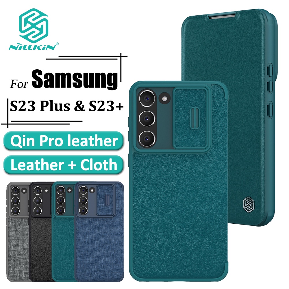 Ốp Điện Thoại Nillkin QIN Pro Bằng Vải Da Nắp Lật Chống Sốc Có Ngăn Đựng Thẻ Và Giá Đỡ Cho Samsung Galaxy S23 Plus / S23+