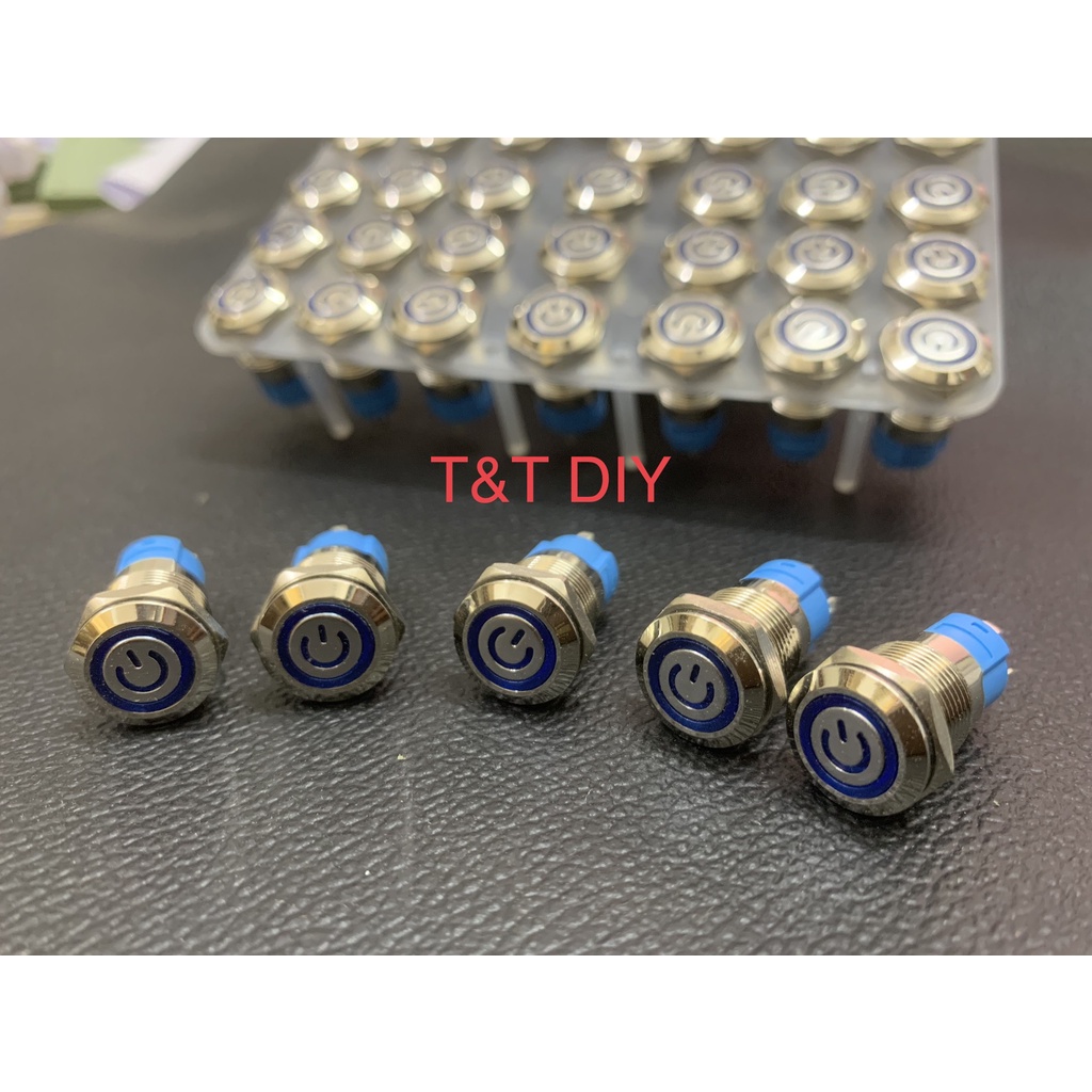 Nút nhấn giữ, nút nhấn nhả 12mm có đèn và không đèn bằng kim loại
