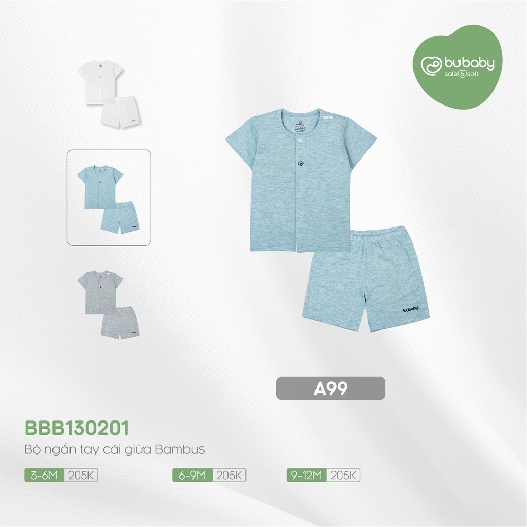 Bu baby - Bộ ngắn tay cài giữa Bambus BBB130201