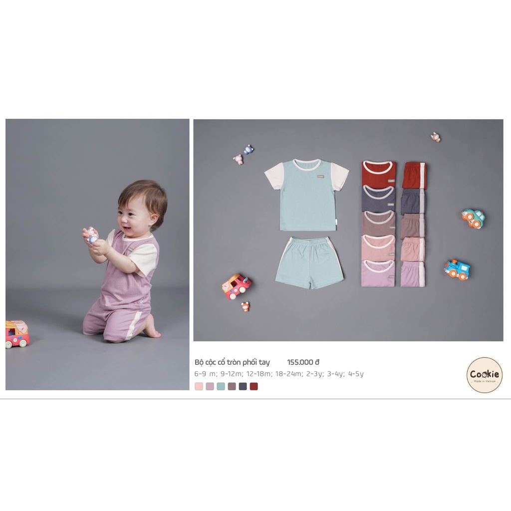 Cookie Bộ cộc cổ tròn phối tay cho bé
