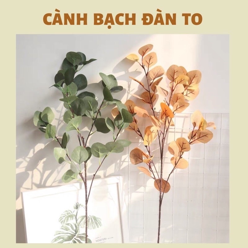 Lá bạch đàn giả nhập khẩu cao cấp cành dài 58cm dùng Decor trang trí nhà cửa, quán cafe.HL013