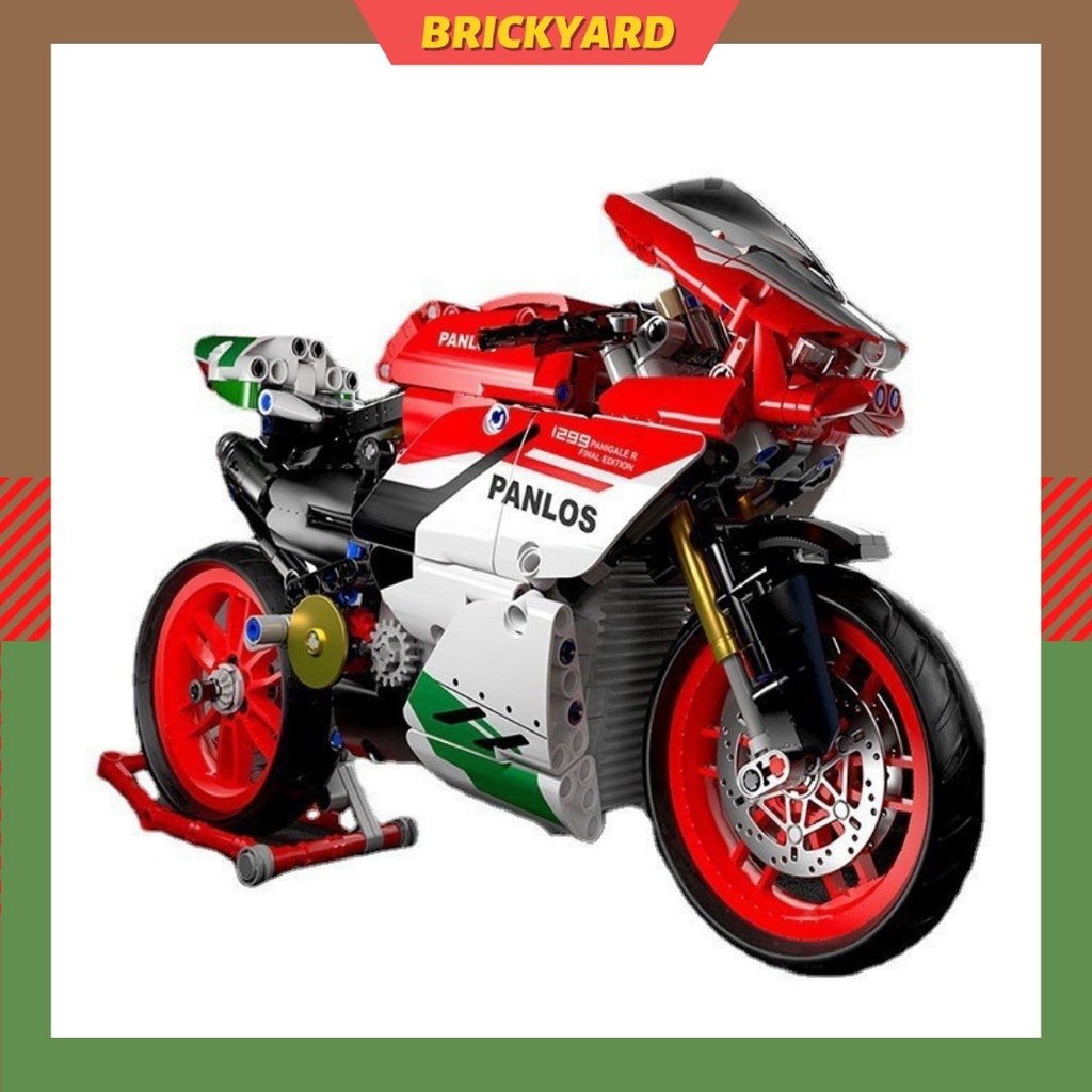 Lego ducati mô hình xe mô tô, lego moto xe đua màu đỏ, đồ chơi lắp ghép decor trưng bày.