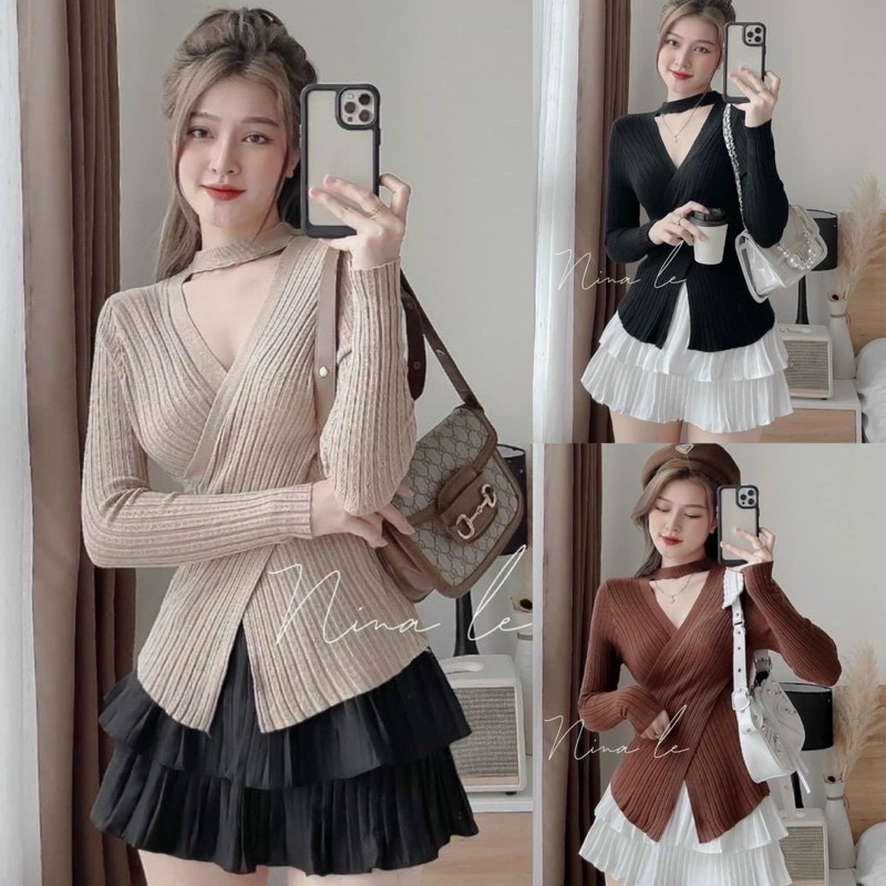 ÁO KIỂU THUN GÂN TRÒNG CỔ CHÉO BE2