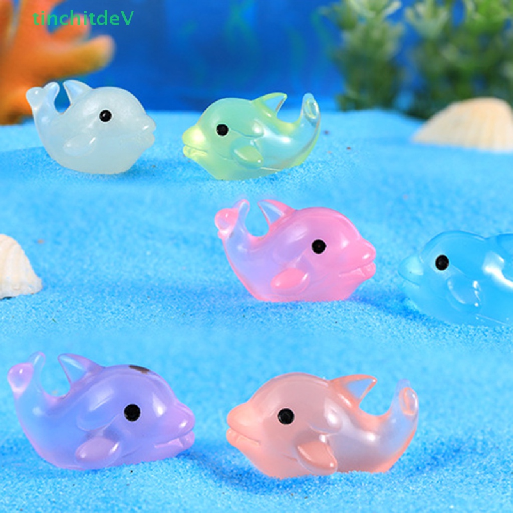 [TinchitdeV] Tượng Cá Heo Nhỏ Bằng Nhựa Phát Quang Dễ Thương Trang Trí Tiểu Cảnh / Sân Vườn DIY