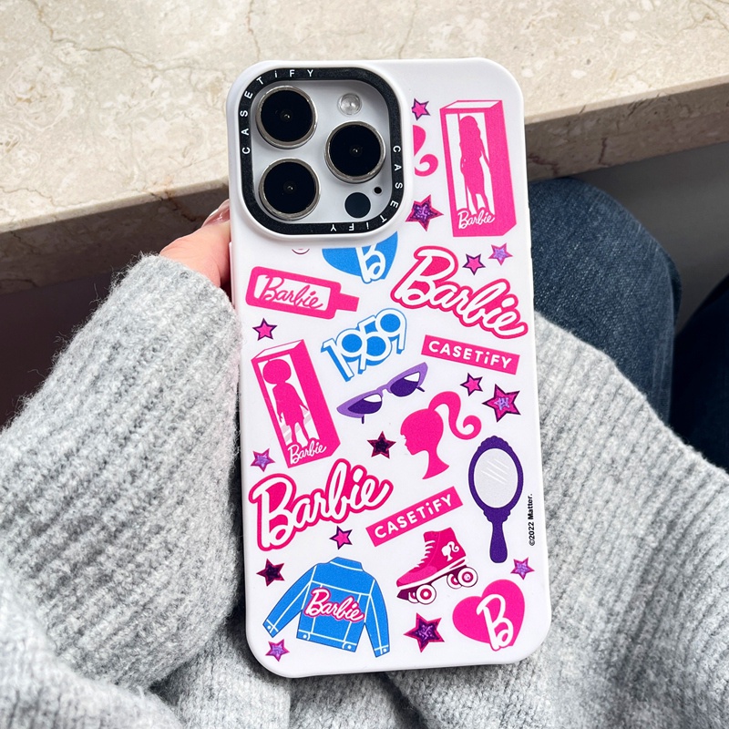 Ốp Điện Thoại Silicone Mềm In Hình Logo Barbie CASETIFY Cho iPhone 14 14Pro 11 12 13 X XS XR Pro Max