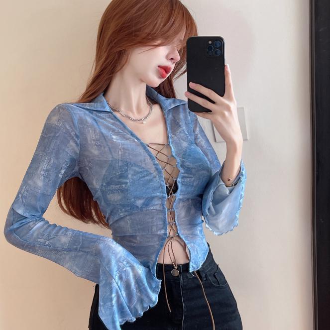 Áo Sơ Mi Tay Ngắn Dáng Ôm Phối Cà Vạt Phong Cách Mỹ Cổ Điển Thời Trang Cho Nữ