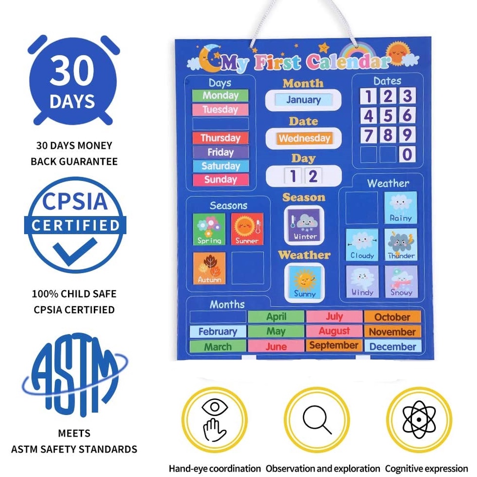 Lịch Nam Châm Đồ Chơi Giáo Dục Theo Tháng Cho Bé