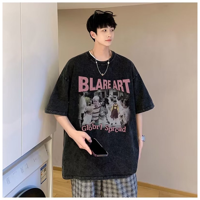 Áo Thun Tay Ngắn Cổ Tròn Dáng Rộng Thời Trang Mùa Hè 2023 Cho Nam