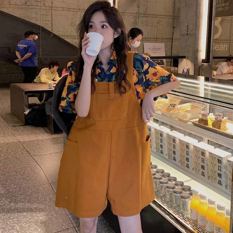 Bộ Áo Sơ Mi + Quần Yếm Ngắn Lưng Cao Dáng Rộng Thời Trang Mùa Hè Hàng Mới Dành Cho Bạn Nữ | BigBuy360 - bigbuy360.vn